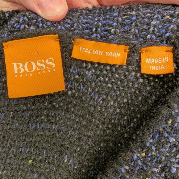 Hugo Boss Men's XXL Black Multicolored Cozy Comfort Wool Silk Blend Sweater - Picture 4 of 6